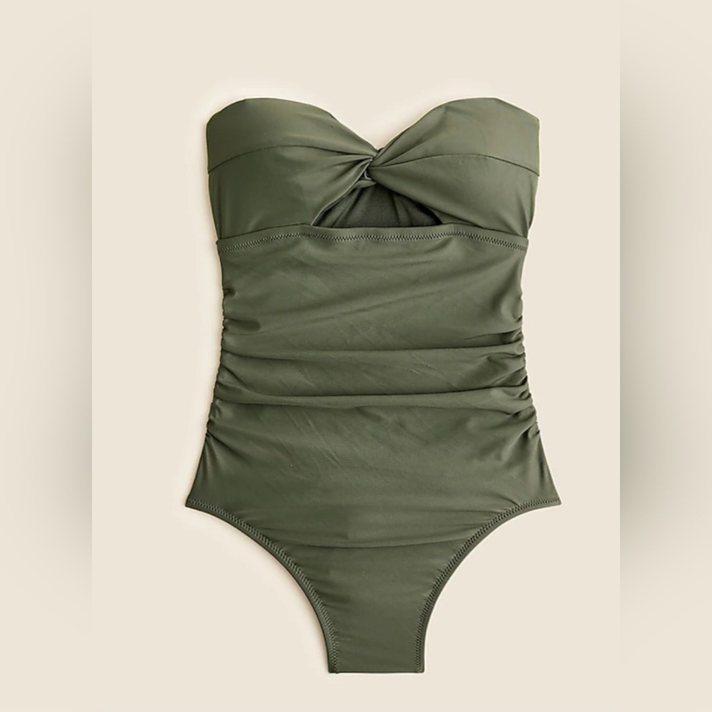 Olive Green Strapless Swimsuit